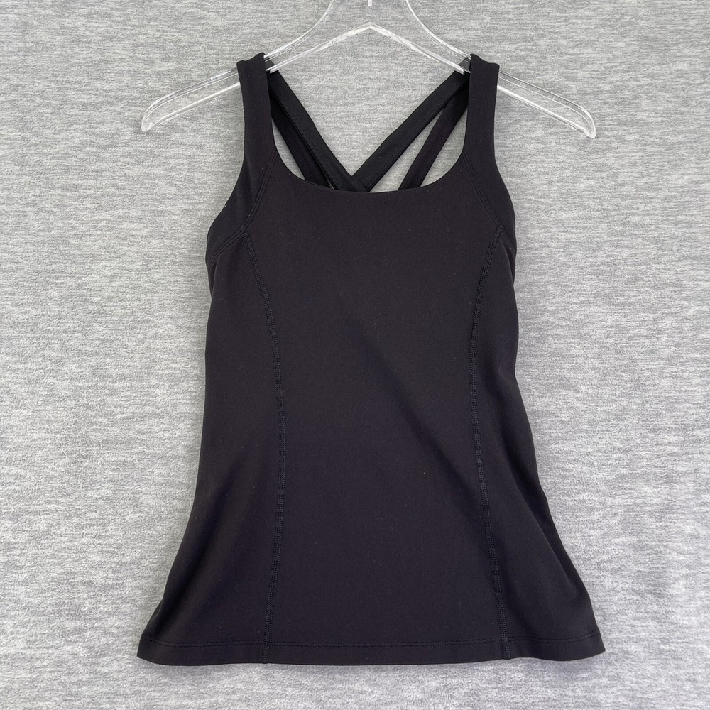 Lululemon Tank Top Activewear Black Size 4 Built-In-Sports Bra